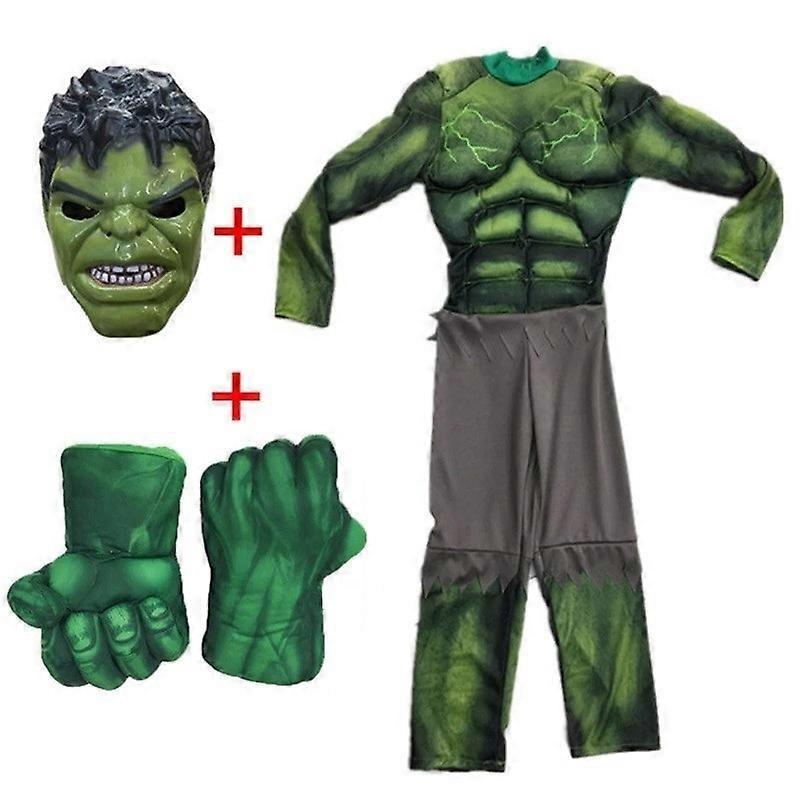 Sssxv 2023 Child Green Giant Hero Muscle Halloween Costumes Fancy Boys Superheroes Carnival Cosplay Clothing Mask Kids Christmas Gifts S