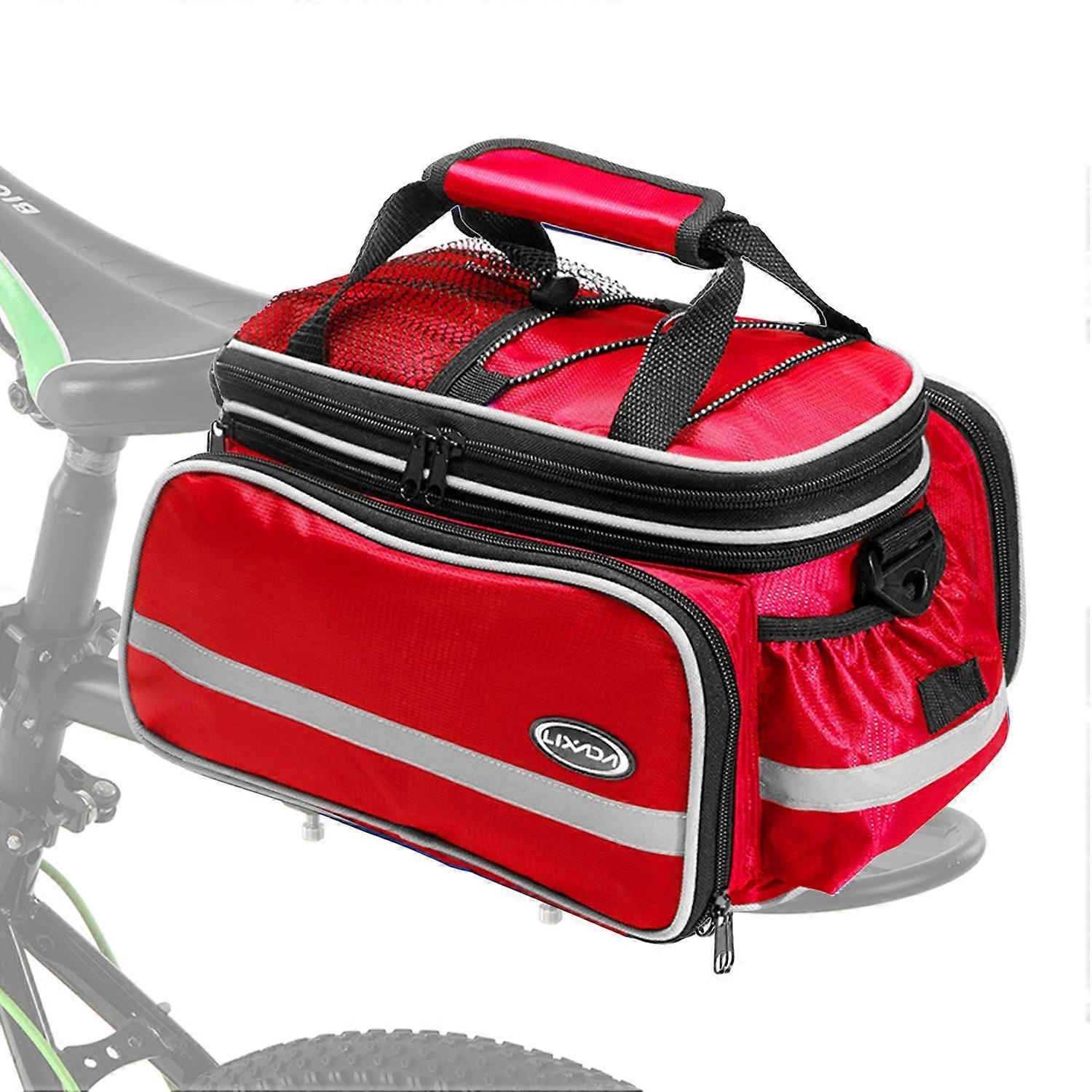 Lixada Waterproof Bicycle Rear Seat Bag Cycling Bike Trunk Bag Bike Pannier Bag Shoulder Bag with Rain Cover Red