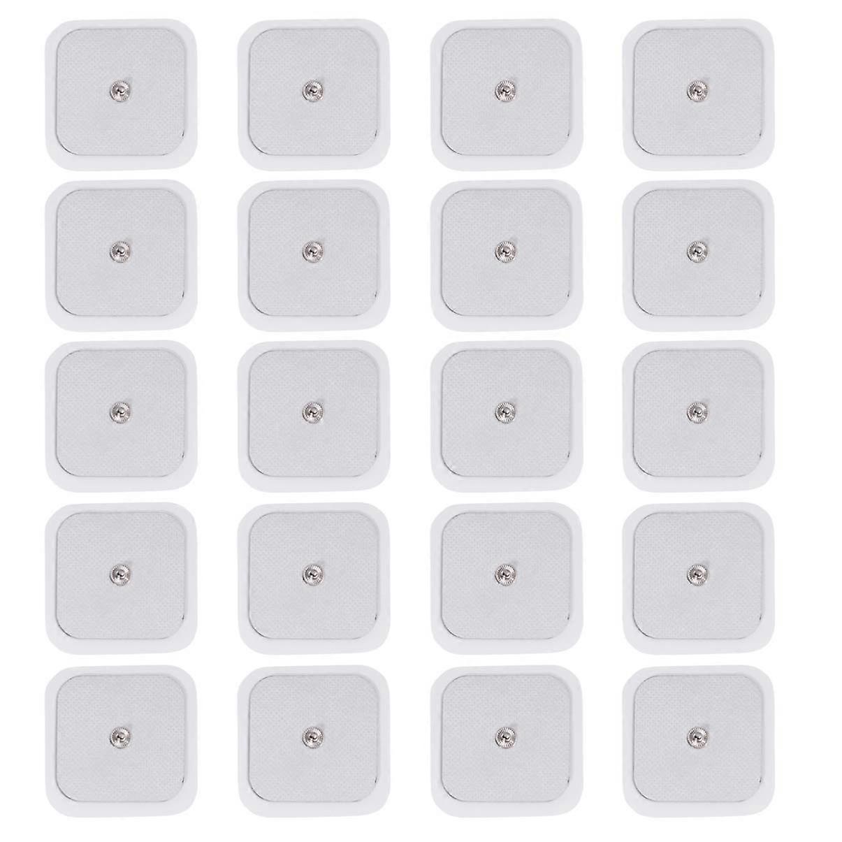 Denuotop 5*5cm 20 Pads Stud TENS SELF Adhesive Pads FIT BEURER Tens Unit Pads Replacement Tens Electrodes Reusable for Electrotherapy Massage (White)