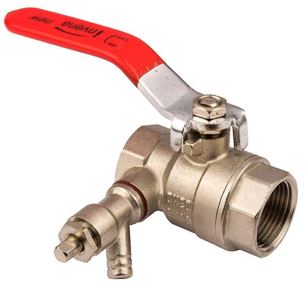 Invena Lever Inline Water Ball Valve 1/2" 3/4" 1" BSP Female Thread with Drain Valve 3/4" BSP Female x Female