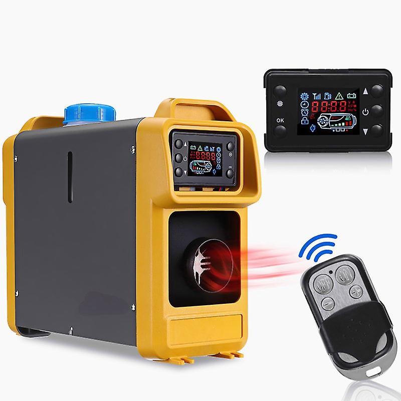 Ebox 8Kw 12v Diesel Air Heater With Remote Control & Lcd Monitor For Car, Truck, Bus, Boat, Rv - All-in-one Parking Warmer Yellow