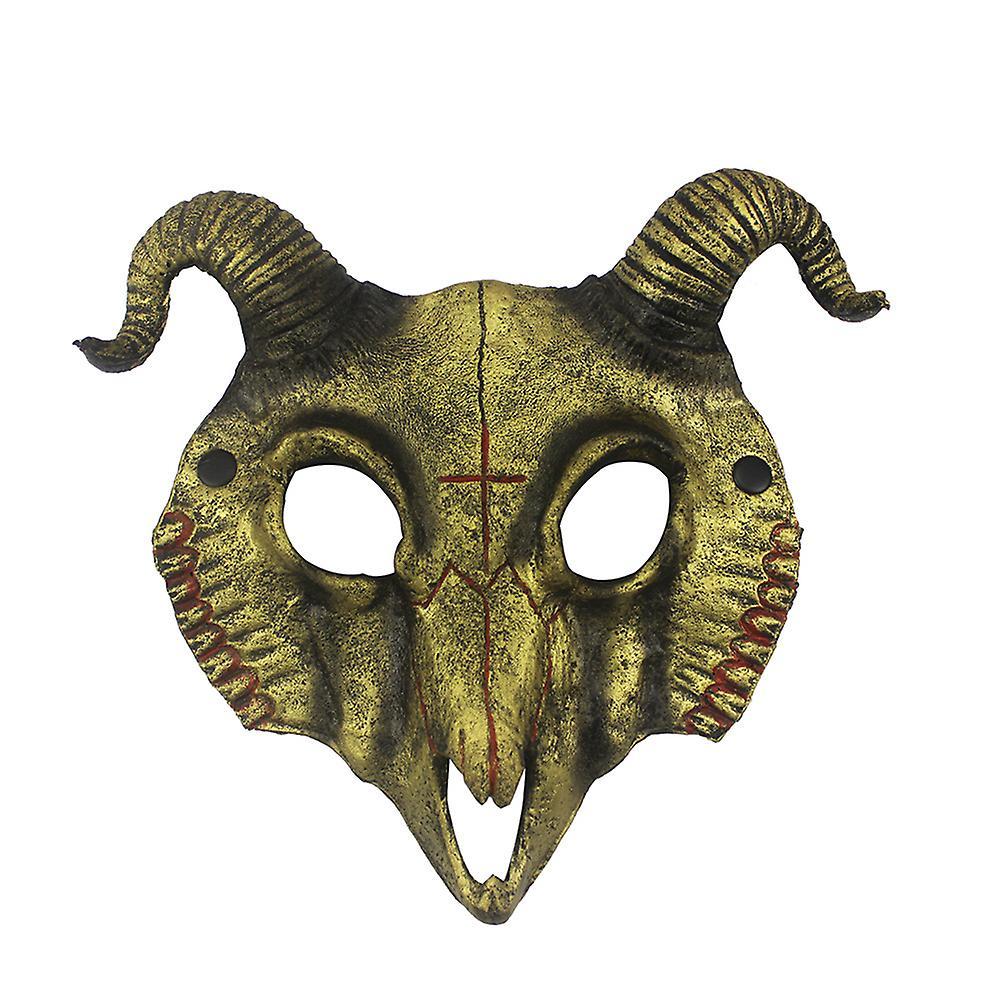 unbrand Halloween Crossed Print Scary Sheep Mask Durable Unique Costume Accessories for Party Activity Glod