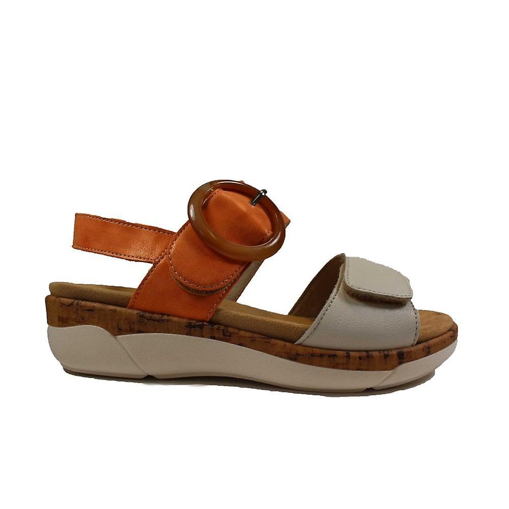 Women's Remonte R6853-38 | Orange/Beige Leather | Womens Sandals Eu 41