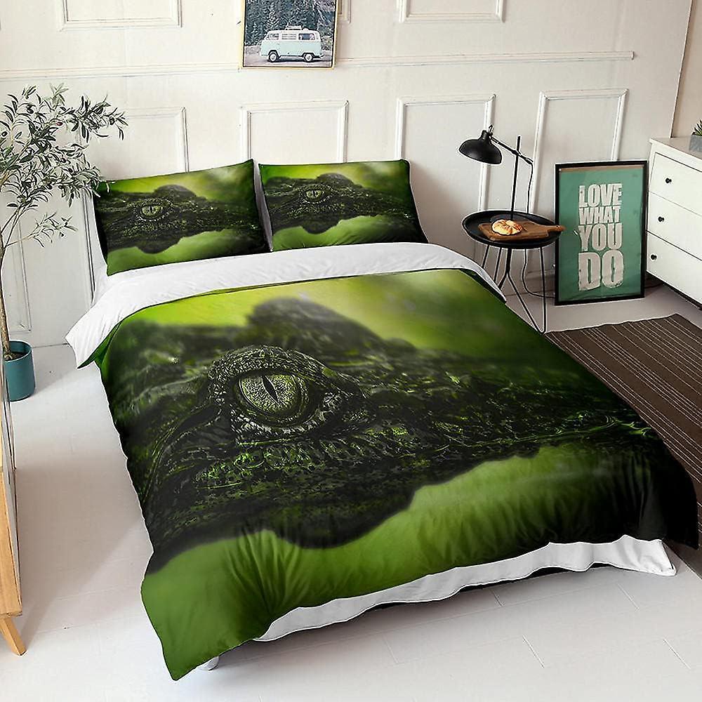 Kerota D Bedding Set with Crocodile in the Lake Duvet Cover and Pillowcase, Digital Print, Microfiber Bedding Set for Children 135*200 CM Single135...