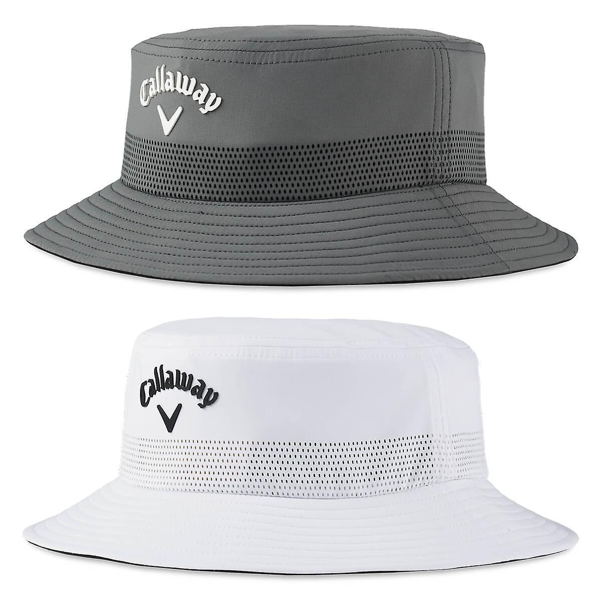 Callaway Golf Mens 2024 21 Waterproof Sealed Logo Branded Bucket Hat Grey S/M