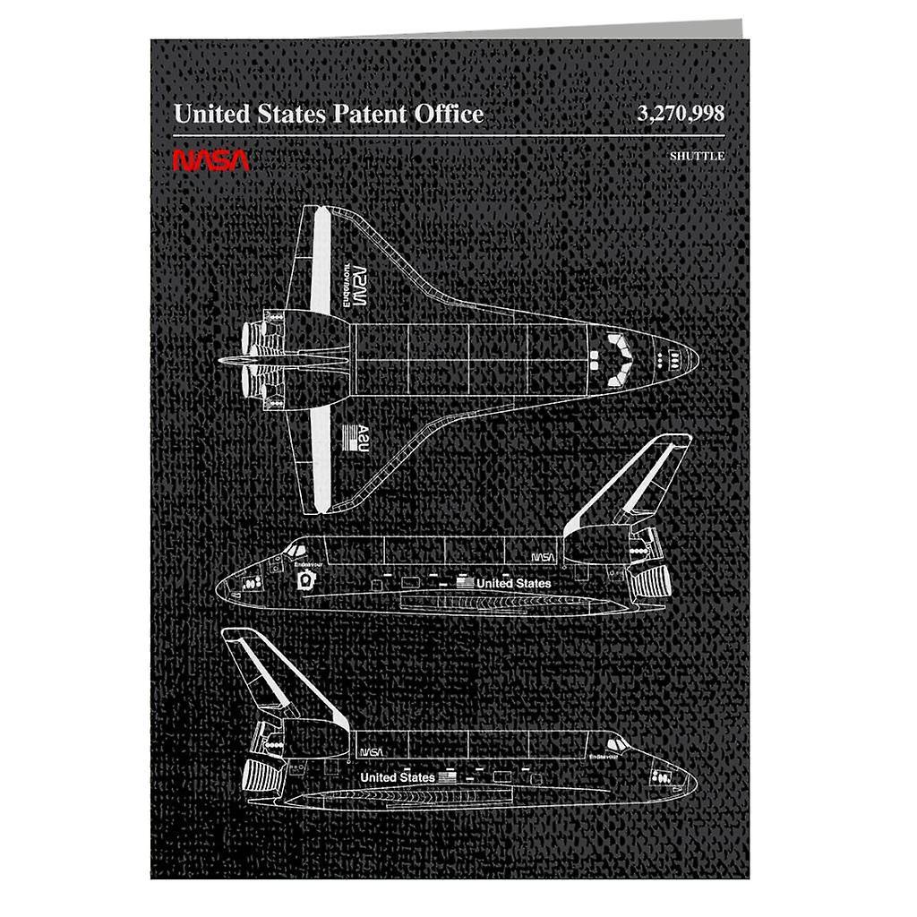 NASA Endeavour Shuttle Top And Side View Blueprint Greeting Card Black 14.5 x 21cm