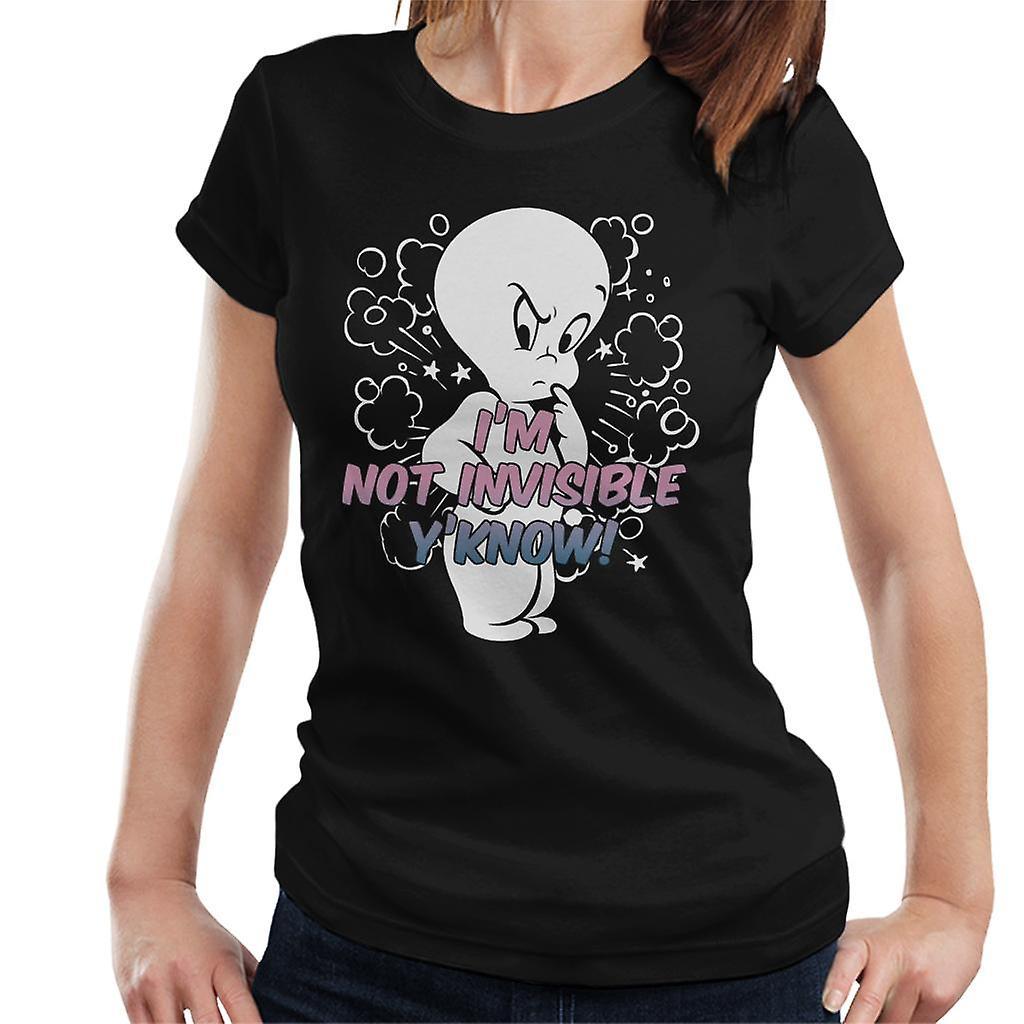 Casper The Friendly Ghost Cross I'm Not Invisible Y'Know Women's T-Shirt Black XX-Large