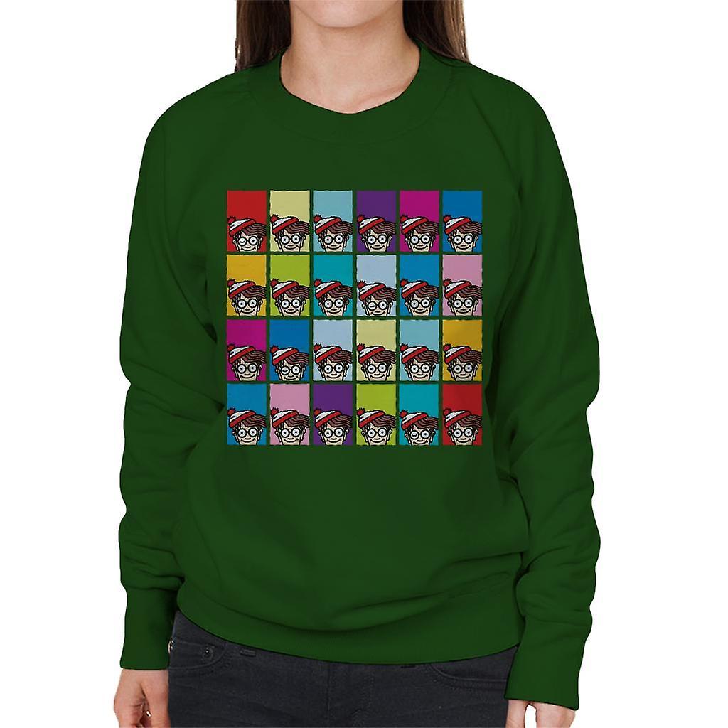 Wheres Wally Where's Wally Colourful Tiles Women's Sweatshirt Bottle Green X-Large