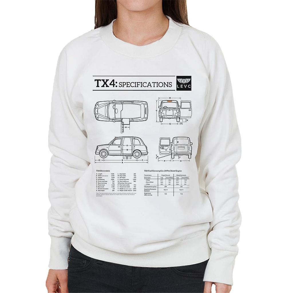 London Taxi Company TX4 Specifications Blueprint Women's Sweatshirt White Medium