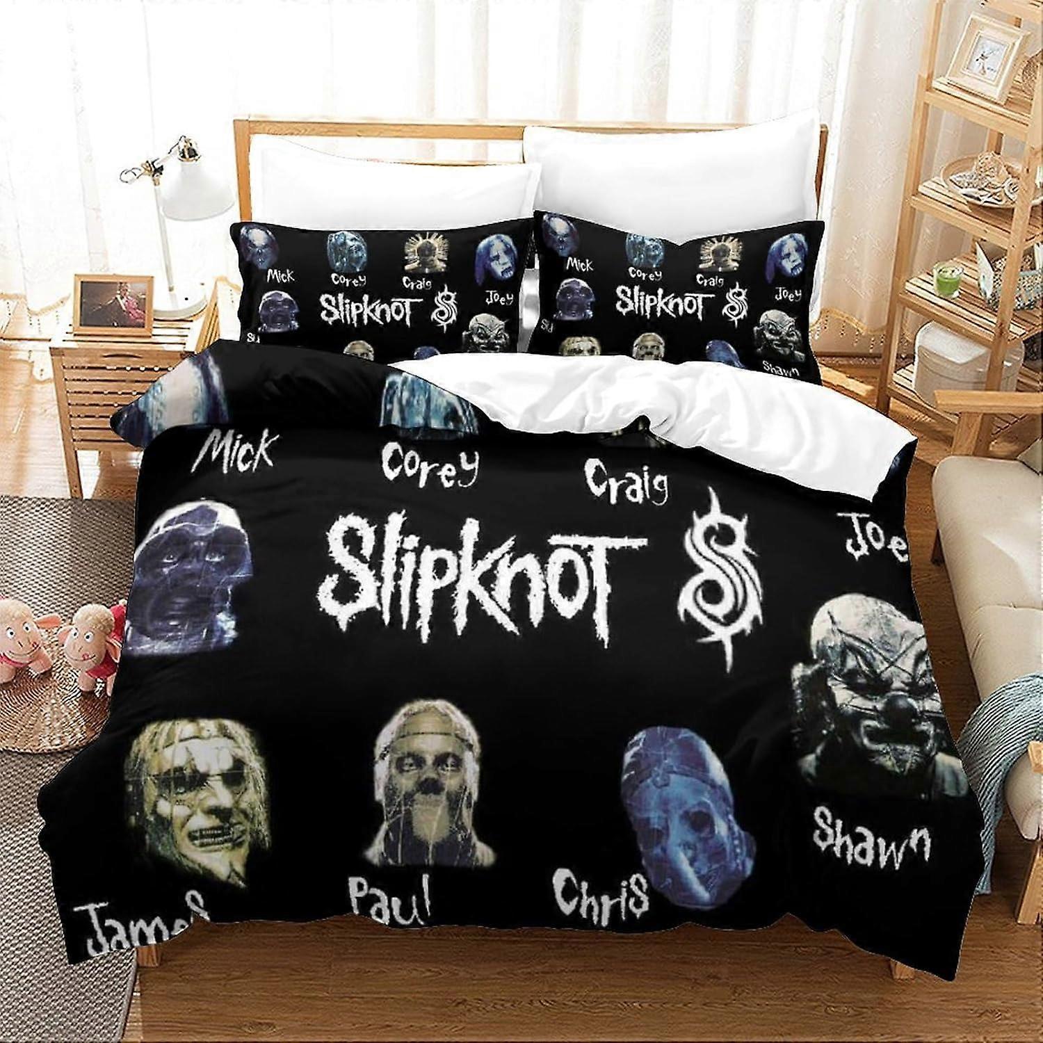 Kerota 3D Slipknot Bedding Duvet Cover Soft Microfiber Bedding Set Boys Kids Adults Duvet Cover Set with 2 Pillowcases Single135x200cm