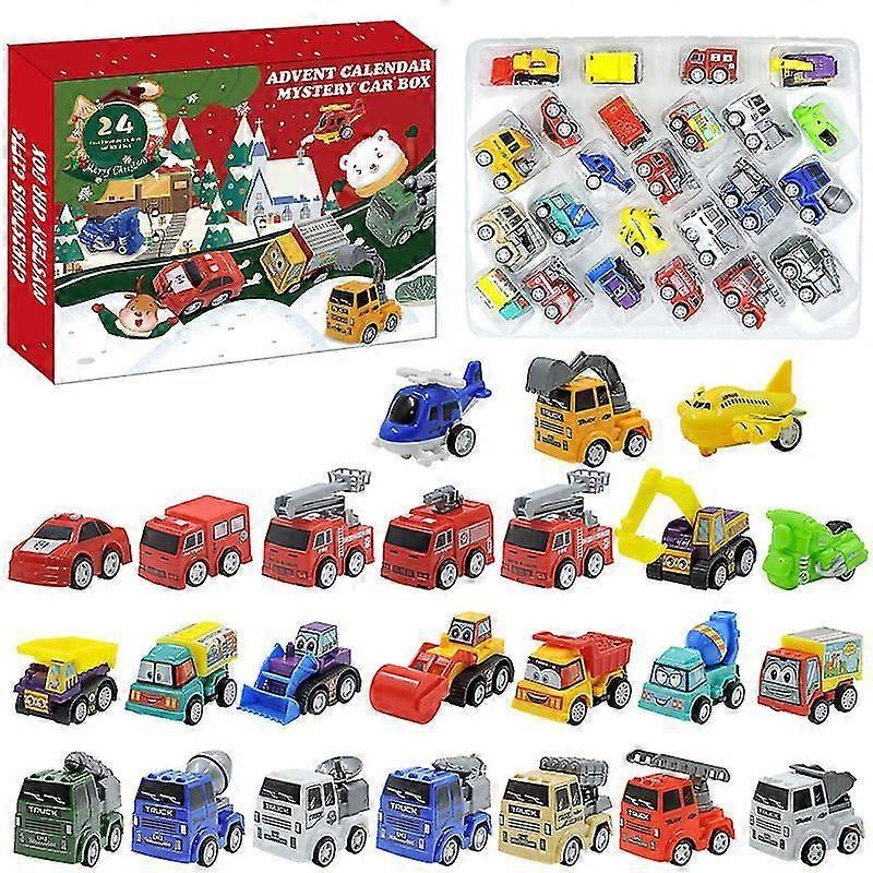 Shanxi Shuishuidiansan Trading 24pcs Model Cars for Boys 2-6 Years Old, Fire Trucks, Engineering Vehicles, Excavators, Christmas Advent Calendar, K...