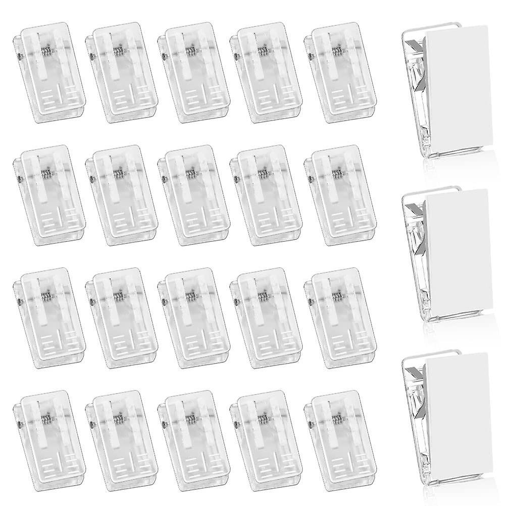 Rebirth Pack Of 20 Self-adhesive Spring Clips, Transparent Adhesive Clips, Plastic Photo Clips, Wall Clips For Office, Home, School