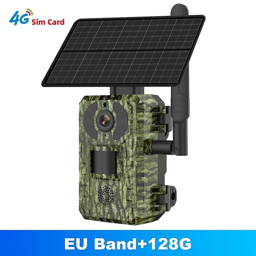 Jhshop Ucon App Eu Hunting Trail Camera 4g 4mp 4w 7800mah Battery Solar Panel Motion Activated Trigger Wildlife Cam With Night Vision EU 4G Band 128G