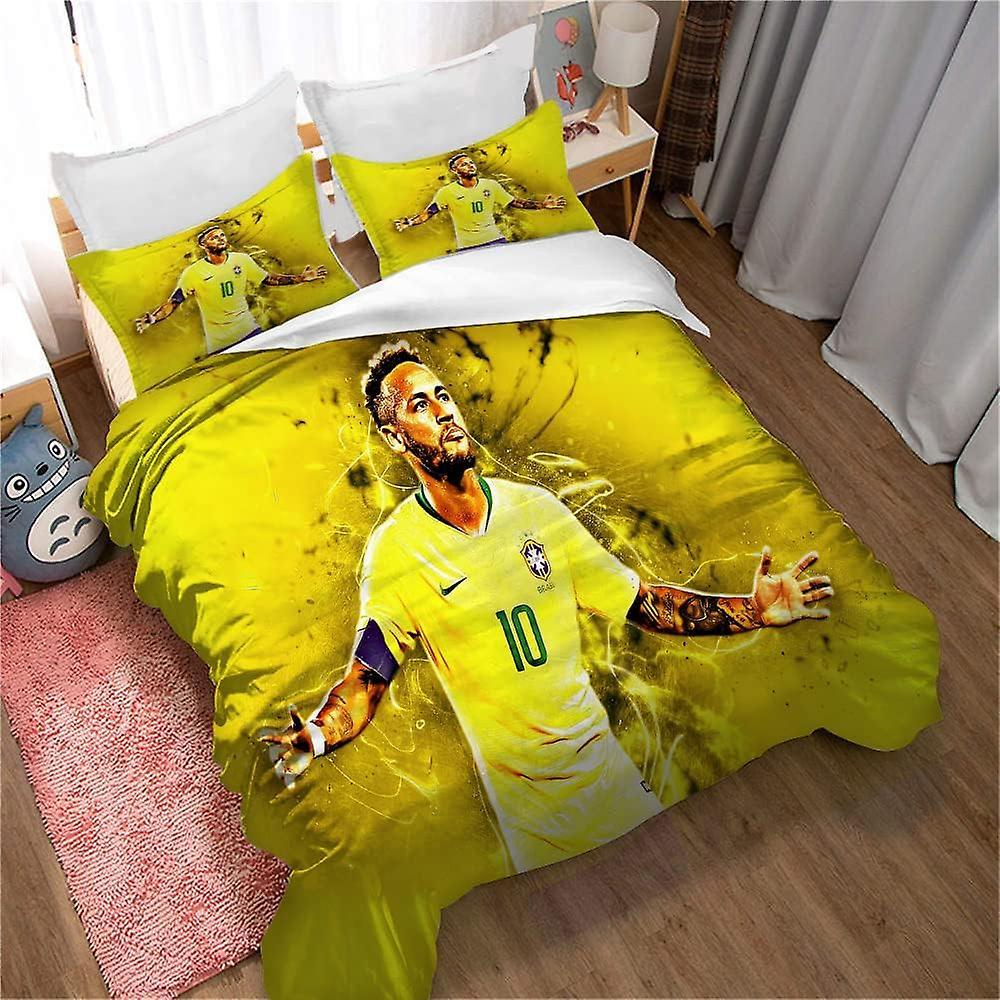 Kerota Football Neymar 3 Piece Bedding Set with 2 Pillowcases Duvet Cover with Zipper Prevent Allergies ) Double200x200cm