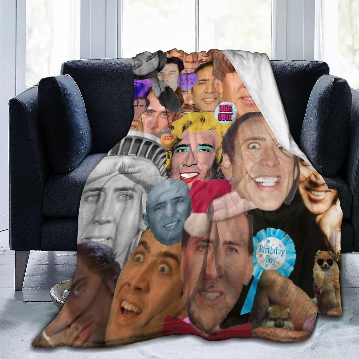 Kerota Comfortable Ultra-Soft Micro Fleece Blanket,Nicolas Cage Fleece Blankets for Sofa Bed Travel ABD18012 50x40in 125x100cm