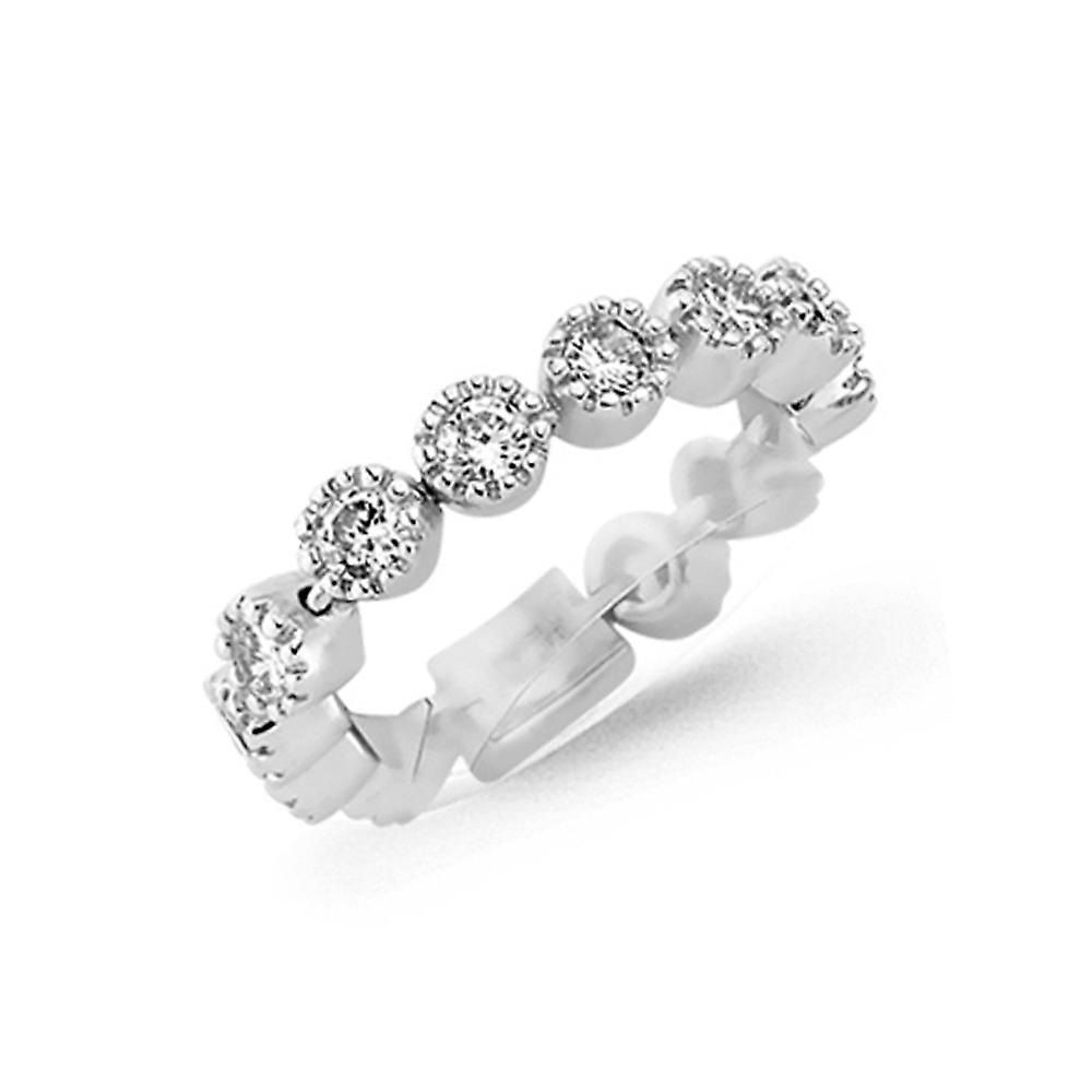 Sterling Silver  CZ Flexible "Finger Bracelet" Eternity Ring - GVR632