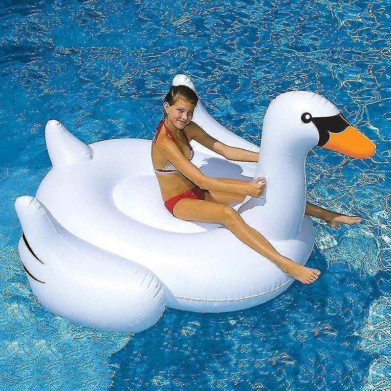 POTATO 150cm White Inflatable Swan Pool Float Giant Swimming Ring Summer Water Mattress Party Toys