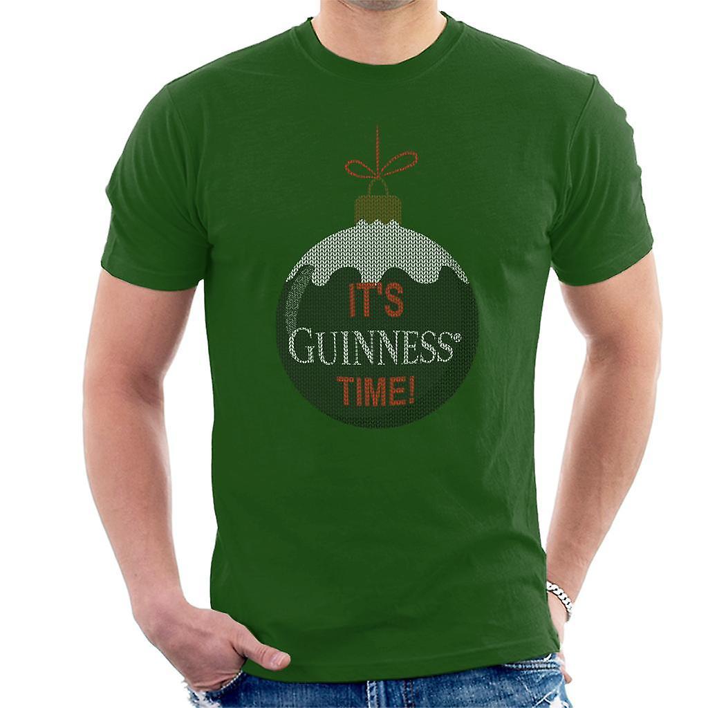 Guinness Christmas Bauble Its Guinness Time Men's T-Shirt Bottle Green Large