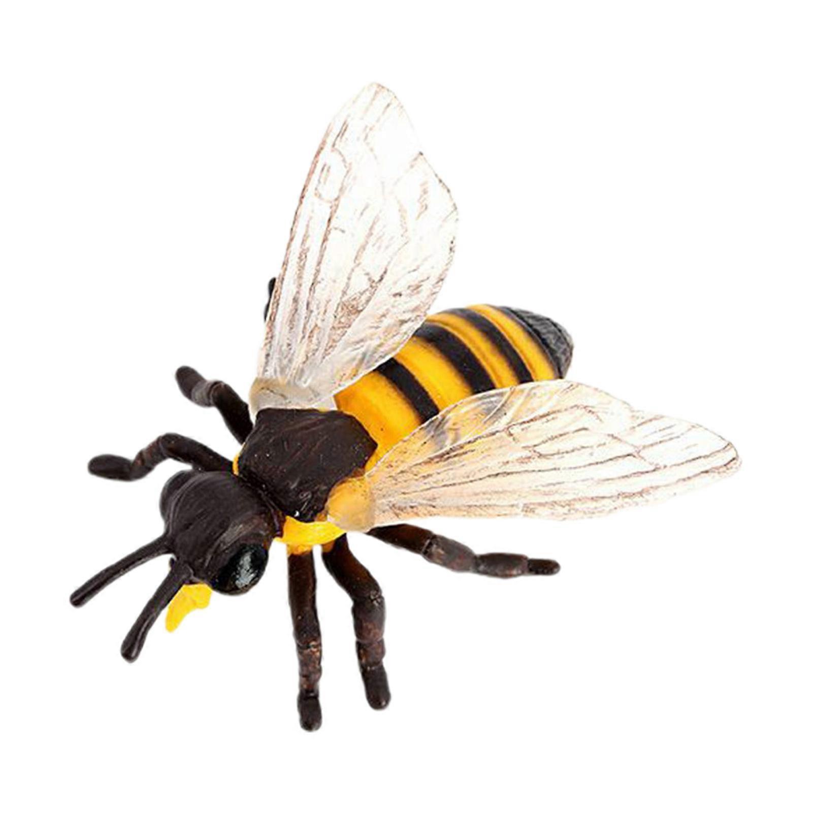 Haloppe Bee Model Clear Texture Vivid Appearance PVC Miniature Simulation Honeybee Animal Sculpture Home Decor B