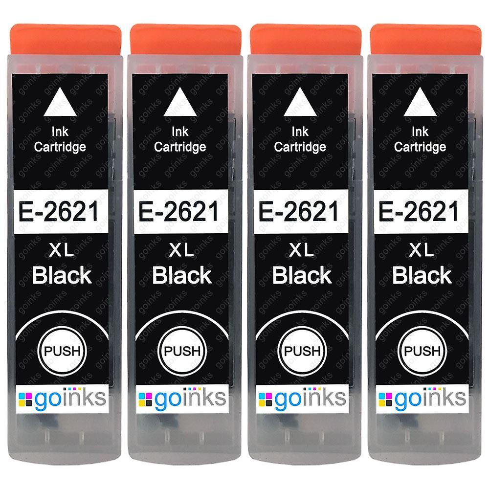 4 Black Ink Cartridges to replace Epson T2621 (26XL Series) Compatible/non-OEM from Go Inks