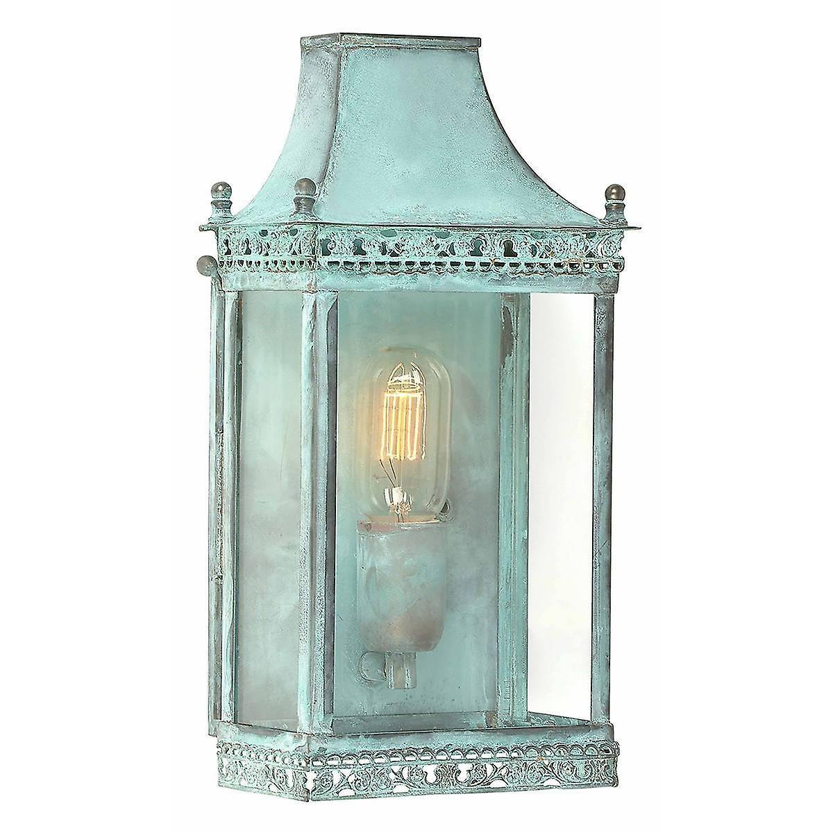 Regents Park 1 Light Outdoor Wall Lantern Light Verdigris IP44 E27