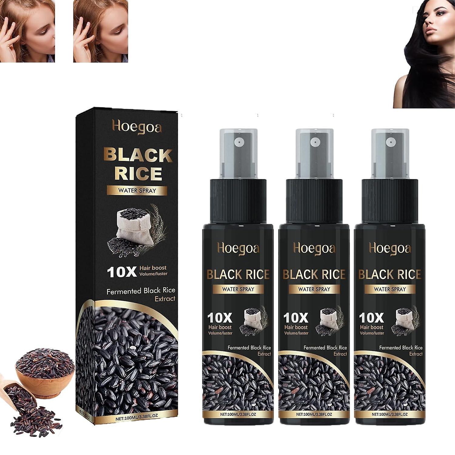 Frusde Rice Water Spray, Vegan Hair Growth Spray, Black Rice Water Serum, Rice Water Hair Growth Treatment, For Hair Loss, Damaged & Dry Hair 3pcs