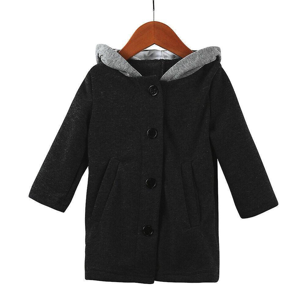 Slowmoose Long Sleeve And Rabbit Ear Hooded Warm Jacket Black 12M