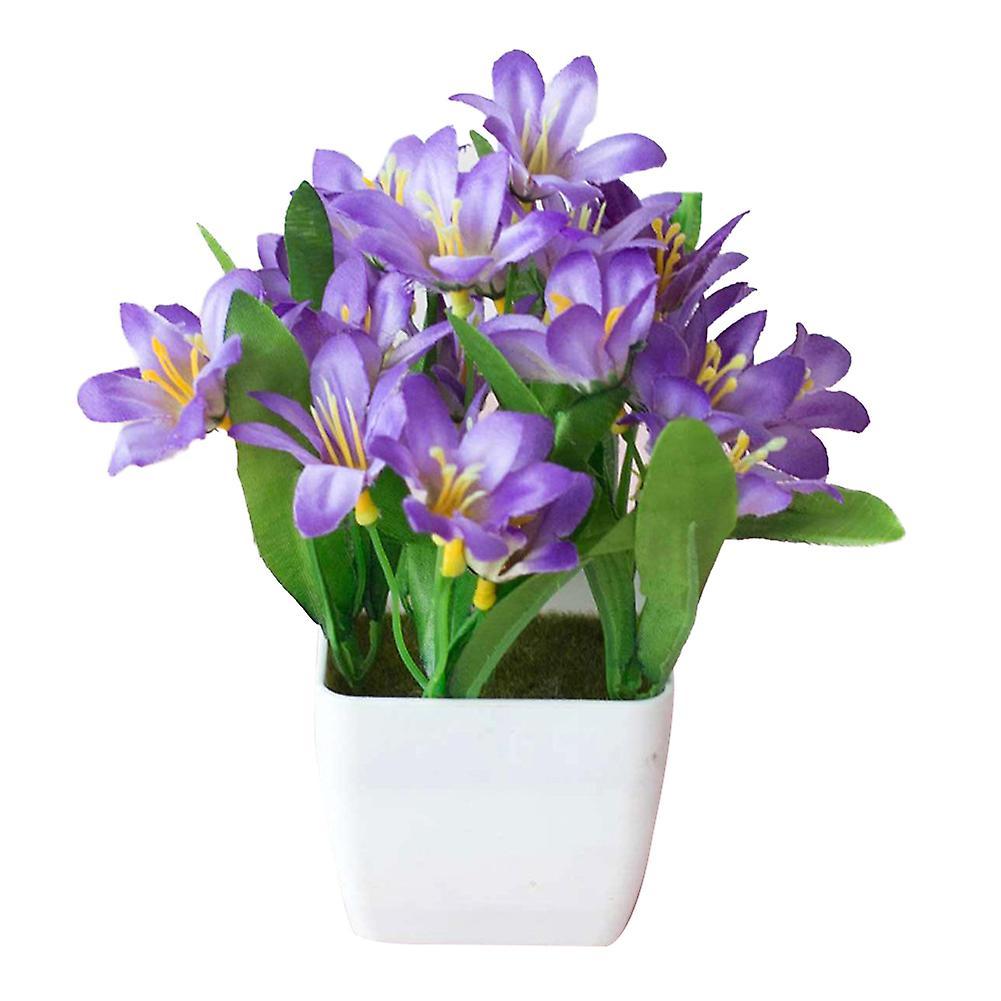 Wilitto Artificial Lily Flower Plant Home Garden Office Cafe Wedding Party Bonsai Decor Purple