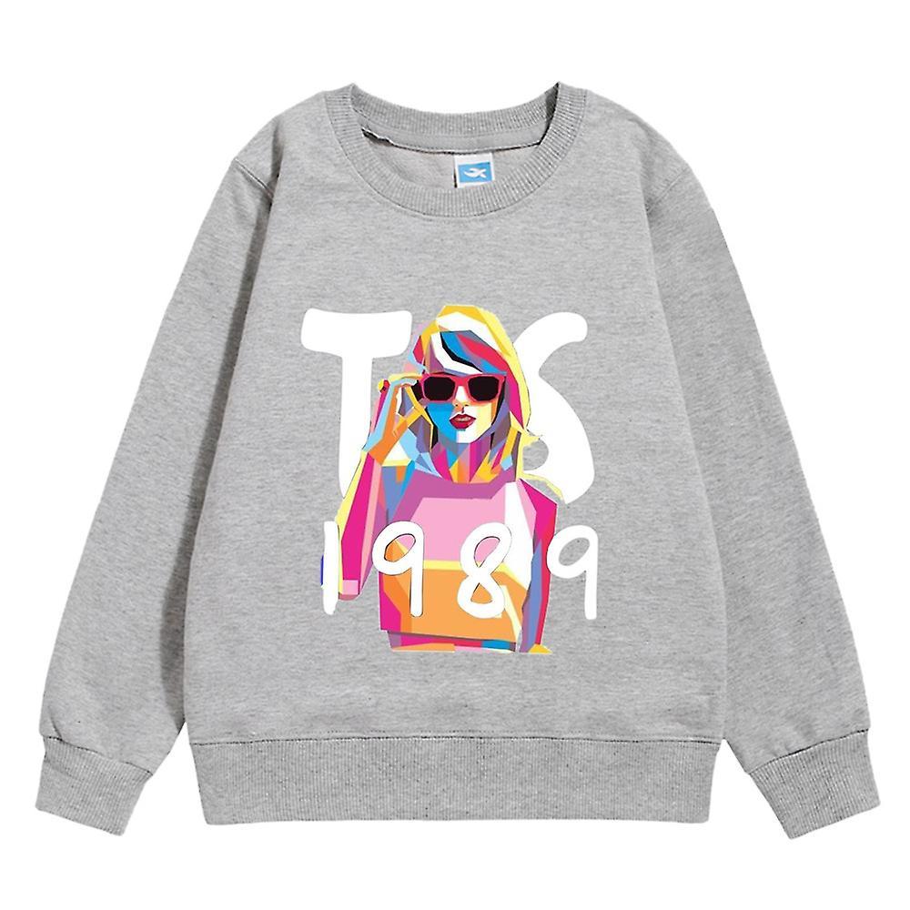 Waytogo 5-10 Years Kids Children Girls Taylor Swift 1989 Printed Sweatshirt Casual Long Sleeve Pullover Sweatshirt Tops Gray 9-10 Years