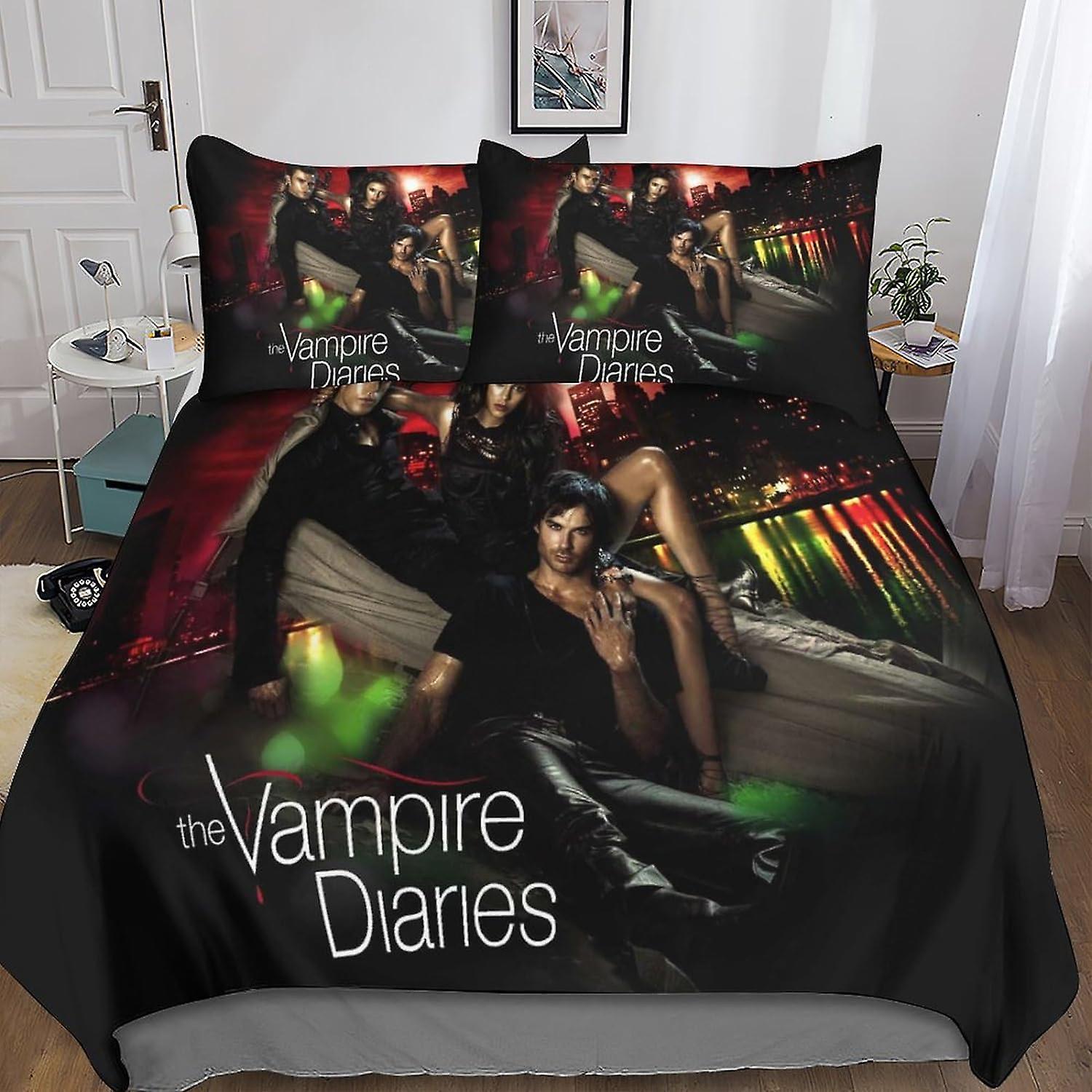 Kerota The Vampire Diaries Bedding Set Duvet Cover with Pillowcases 3D Printed Microfiber Bedding, for Adults Kids Girls with Zipper Closure 3 Pcs ...