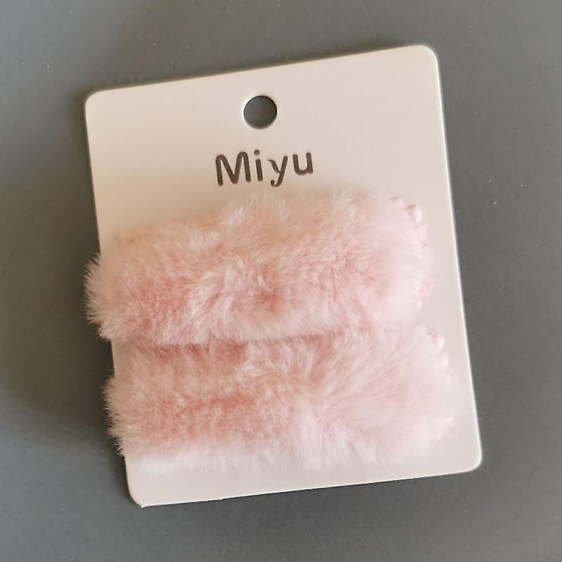 Slowmoose Cute Plush Furr Hair Pin Set Pink