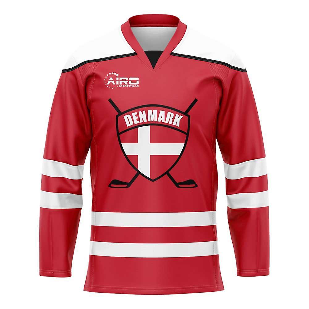 Airo Sportswear Denmark Home Ice Hockey Shirt Red Medium 38-40 inch Chest (96-104cm)