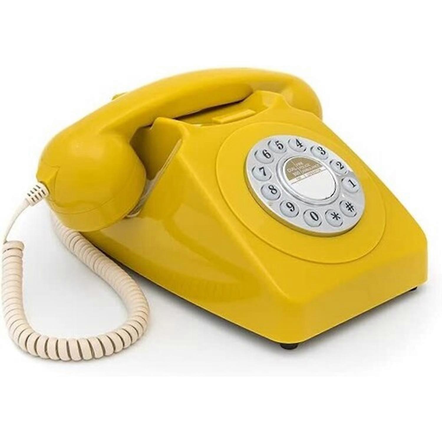 GPO Retro GPO746DPBMS 746 Desktop Push Button Telephone - Mustard  [MISC ACCESSORY] Yellow USA import