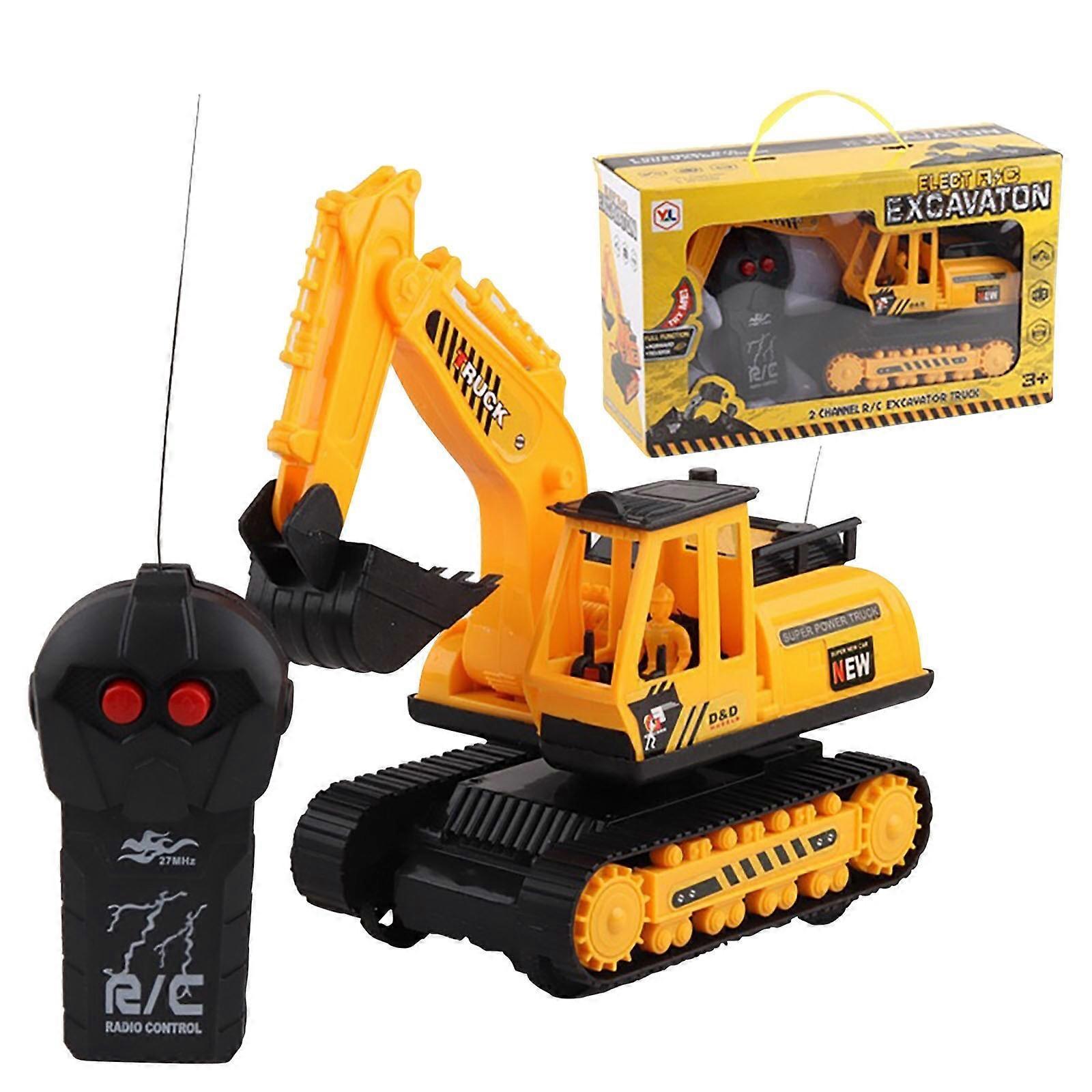 Taishh Children's Toy Car Two Channel Remote Control Excavator Large Wireless Electric Excavator Boy's Engineering Car Toys Christmas Toy Gift Yellow