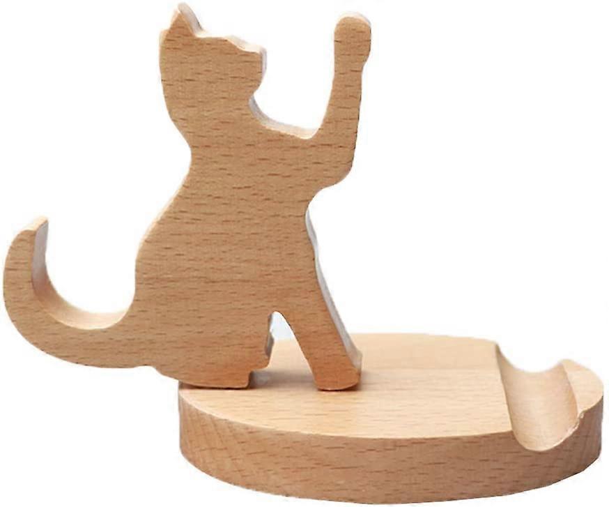 Tinor Cute Cat Cell Phone Stand,  Wooden Phone Stand Cell Phone Holder Desktop Cellphone Stand Universal Desk Stand for All Smart Phone Desk Decora...