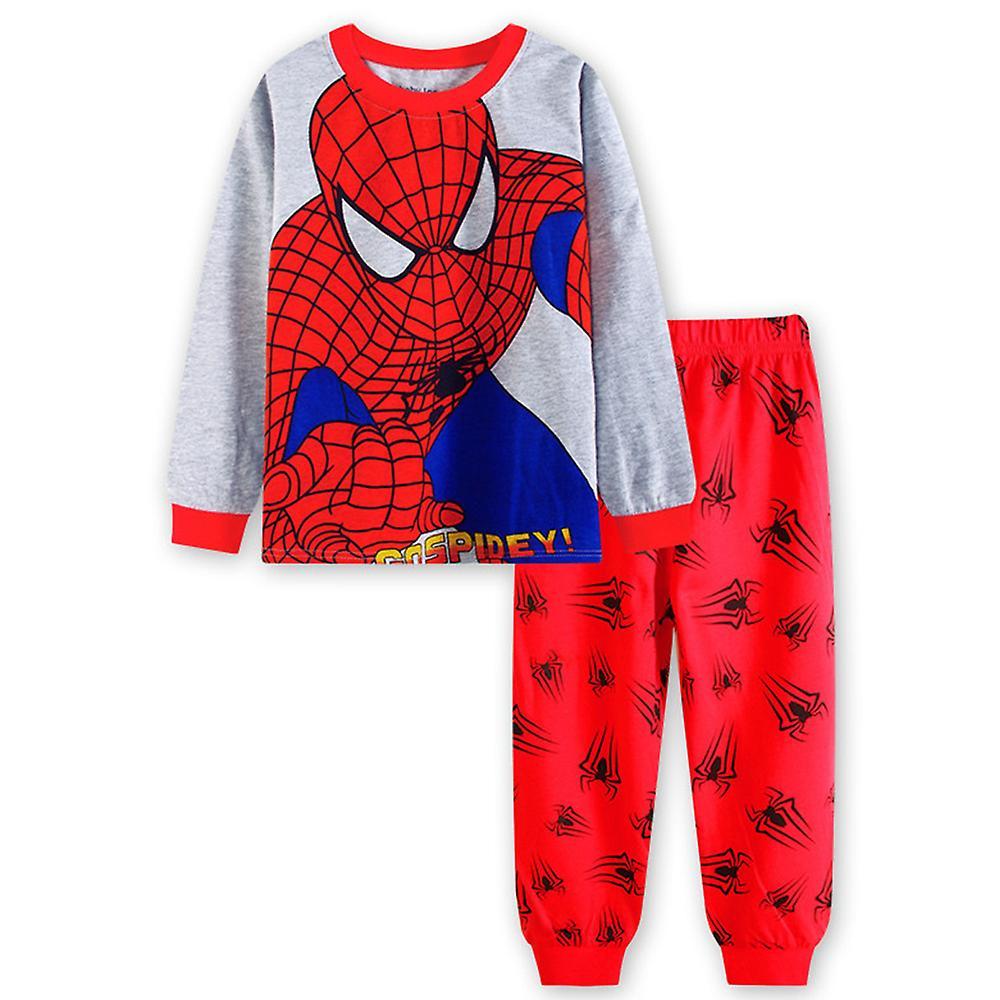 Ochime Spiderman Kids Batman Nightwear Boys Long Sleeve T-shirts Pants Sleepwear Pjs Set Super Hero Pajamas For 3-7 Years Grey Red 4-5Years