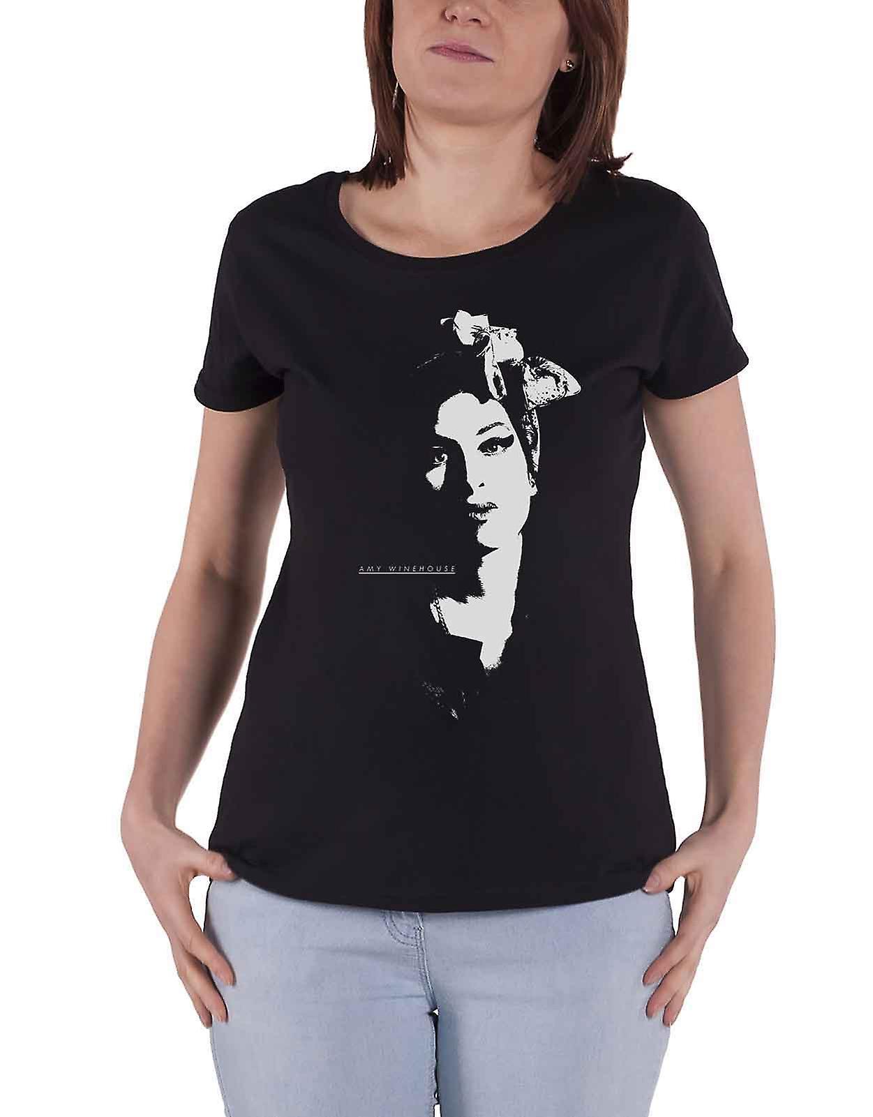 Amy Winehouse Scarf Portrait Skinny Fit T Shirt Black L