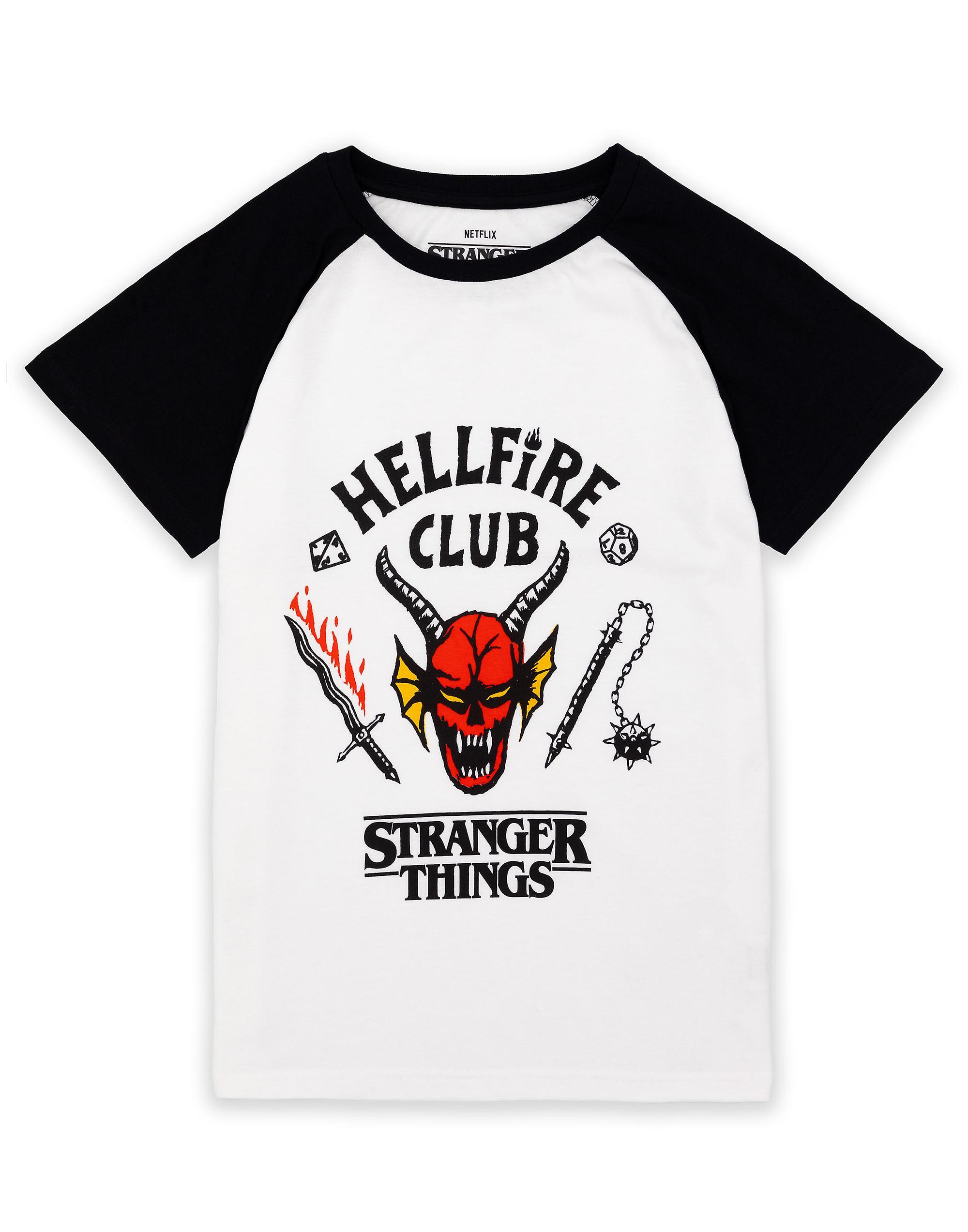 Vanilla Underground Stranger Things Unisex Kids Short Sleeved T-Shirt White Hellfire Club 13-14 Years