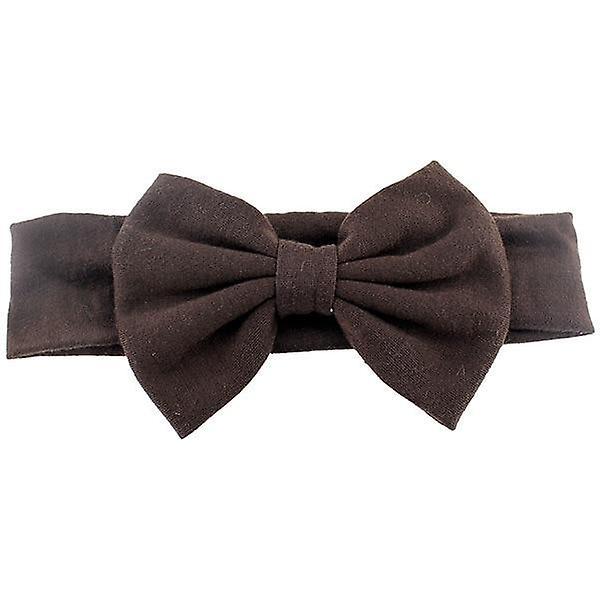 Slowmoose Elastic Bowknot Design-cotton Hair Band For Baby Dark Brown