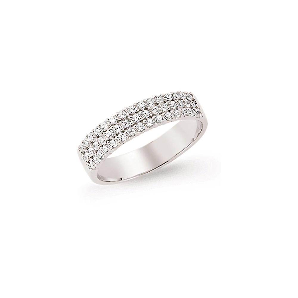 Silver  CZ 3 Row Pave Eternity Ring - GVR627