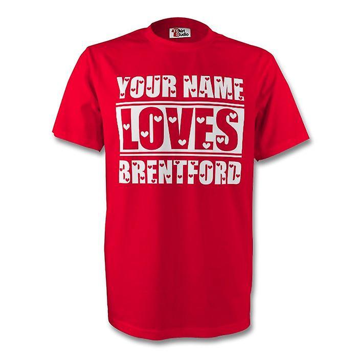 Gildan Your Name Loves Brentford T-shirt (red) XSW