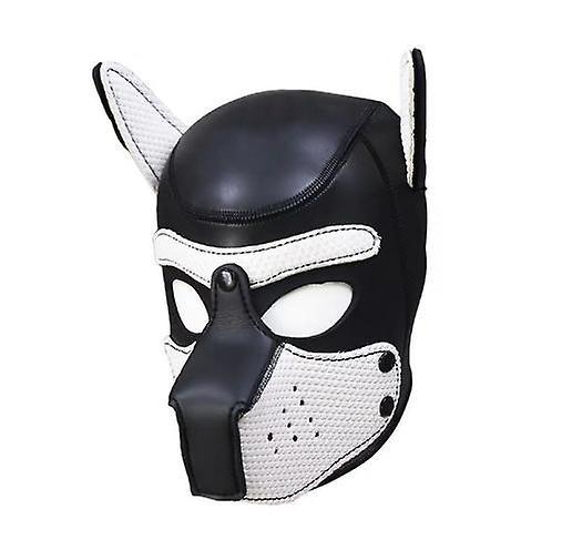 Jntworld Puppy Cosplay Dog Head Mask Party Role Play Prop Toy Soft Padded Rubber Neoprene White