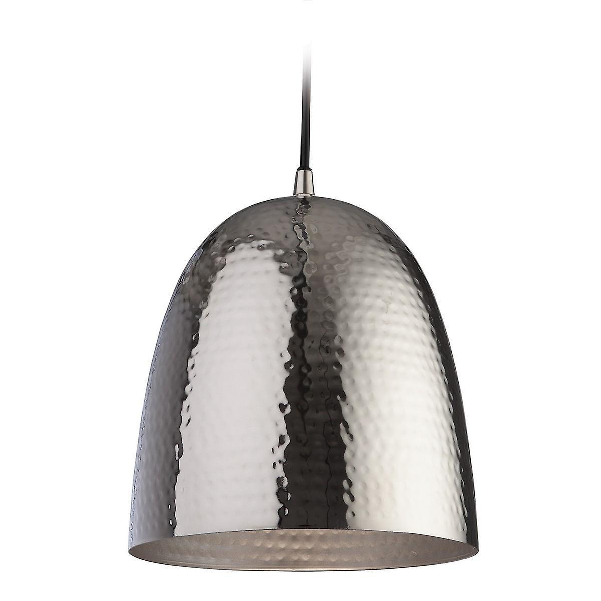 Firstlight Lighting Assam 1 Light Dome Ceiling Pendant Nickel, Matt Nickel Inside, E27