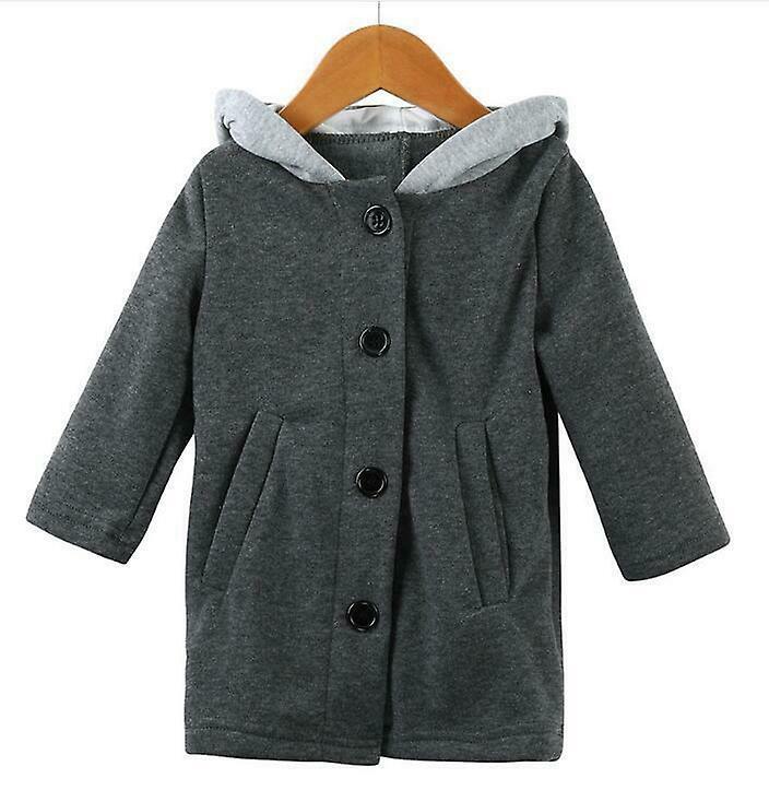 Slowmoose Long Sleeve And Rabbit Ear Hooded Warm Jacket Gray 4T