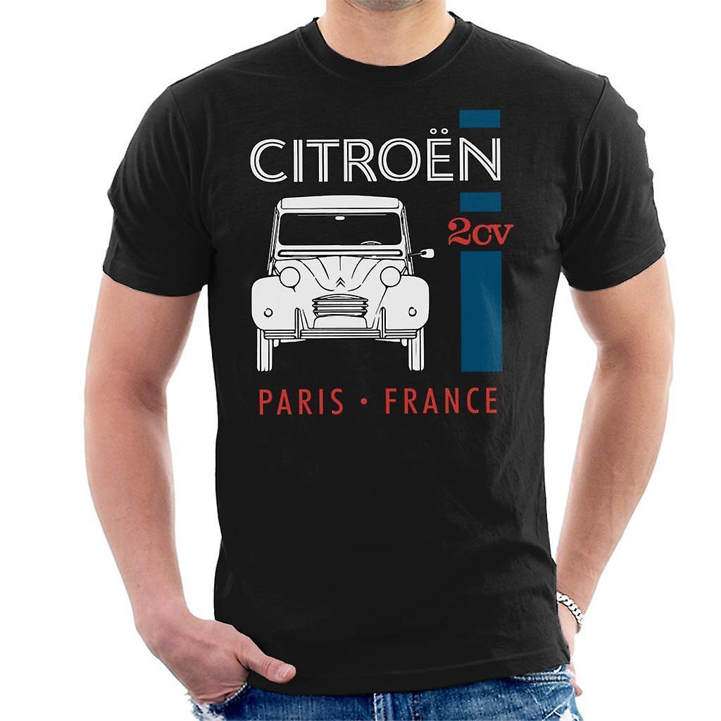 Citro�n Citroen White 2CV Paris France Single Stripe Men's T-Shirt Black XX-Large