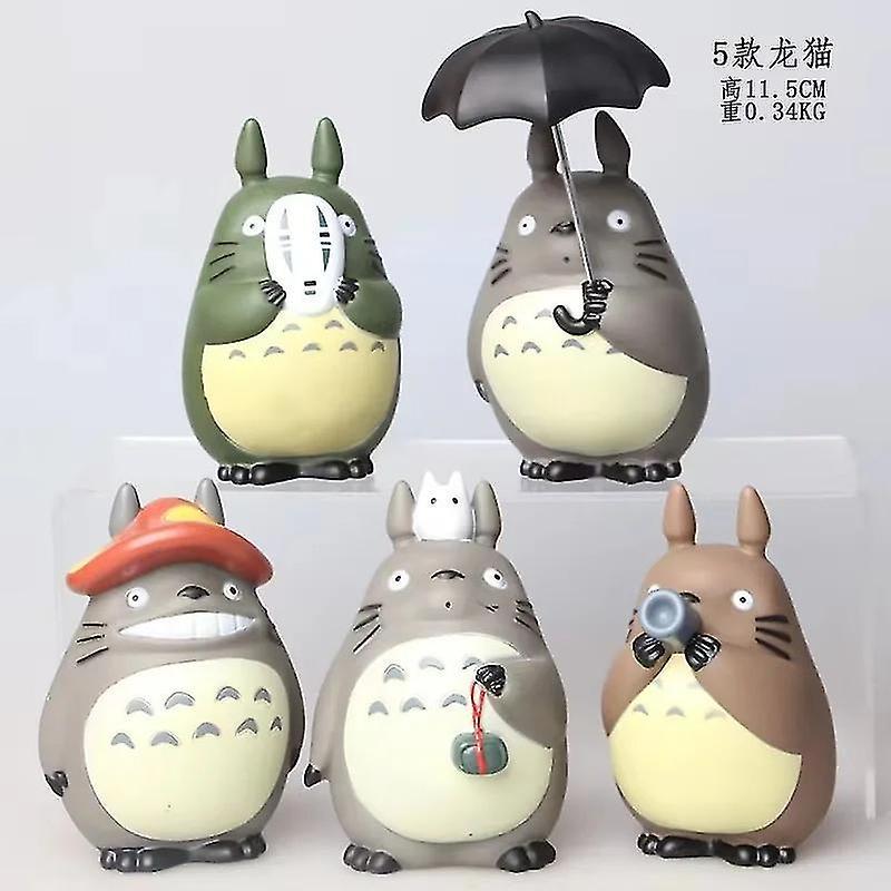 Sjjyv 5Pcs Miyazaki Hayao My Neighbor Totoro with Umbrella PVC Figure Collectible Model Toy_SJJYV