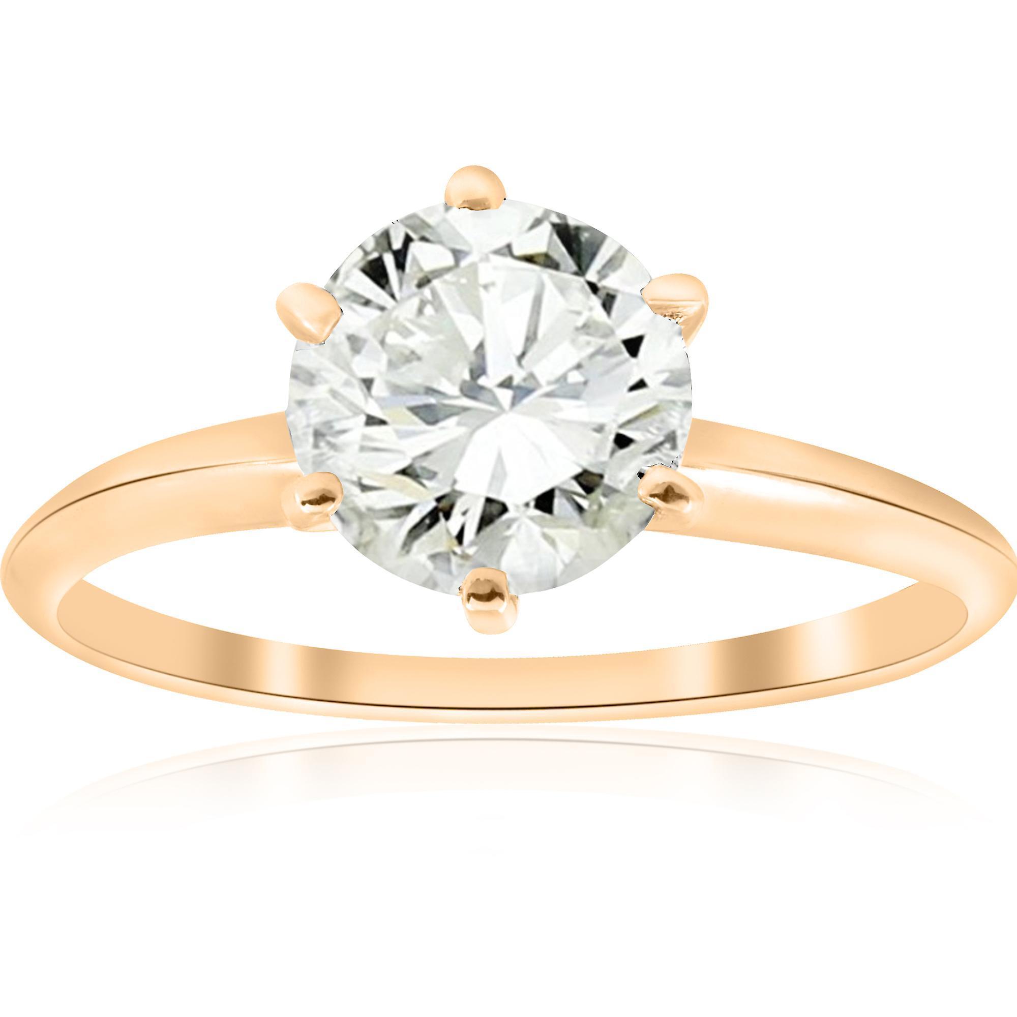 Pompeii3 1 1/2 Ct Diamond Solitaire Engagement Ring 14k Yellow Gold Enhanced 5