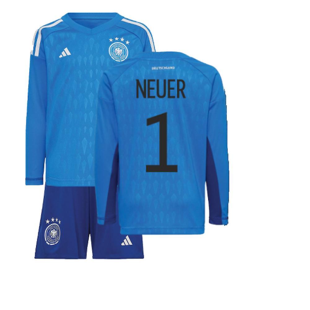 Adidas 2022-2023 Germany Home Goalkeeper Mini Kit (NEUER 1) Blue 2-3 Years