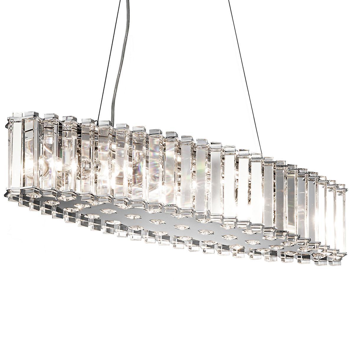 Elstead Lighting Crystal Skye 8 Light Pendant Bar Island Chandelier Light Chrome, Crystal, G9