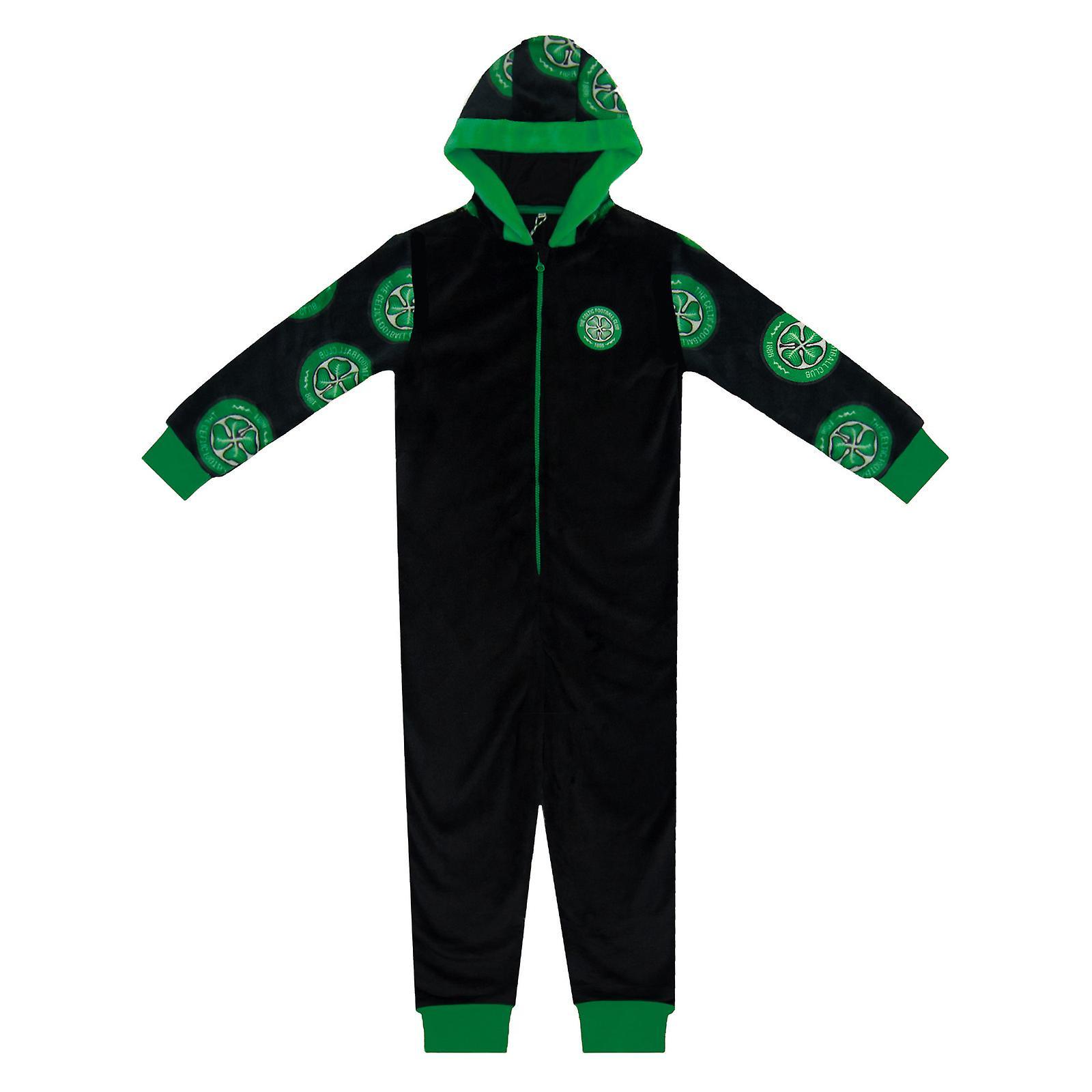 Celtic FC Boys Pyjamas All-In-One Loungewear Kids OFFICIAL Football Gift Black 12-13 Years